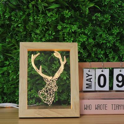 China Modern Lampara LED Wooden Picture Frame Atmosphere Acrylic Night Light With Dimmer Switch For Home Decor for sale