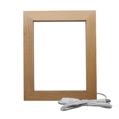 China Modern Beech LED Light Photo Frame Good Quality Vertical Beech Photo Frame With Led Light for sale