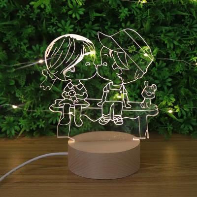 China Modern Hot Sale Laser Engraving Acrylic Bedside Lamp USB Charging Led Wooden Desk Table Lamp For Girls for sale