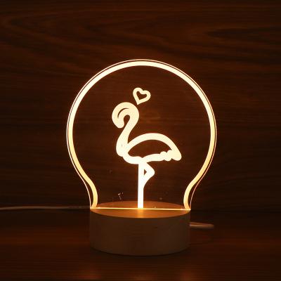 China New Design Modern Night Light Gift Acrylic Wooden Led Table Lamp Home Decor for sale