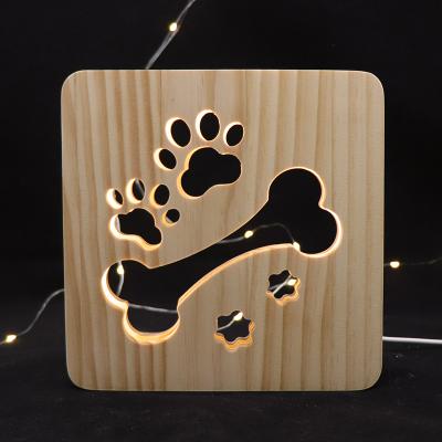 China Modern Hot Sale Pine Wood Base USB Outlet Night Light Modern Led Lighs For Kids Room for sale