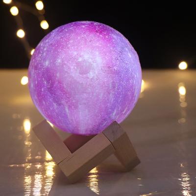 China Modern New Arrival LED Night Light 3D Printing Globe Lamp RGB Light with Remote Control and Rechargeable Battery for sale