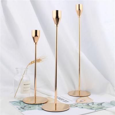 China Personalized Black Nordic Gold Metal Candle Holders Candlestick Stand For Home Decoration for sale