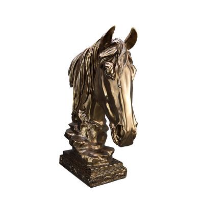 China Europe Modern Resin Horse Sculptures Animal Horse Head Statues Carving Riding Horse Figurine Anime Home Decoration Hotel Ornaments for sale