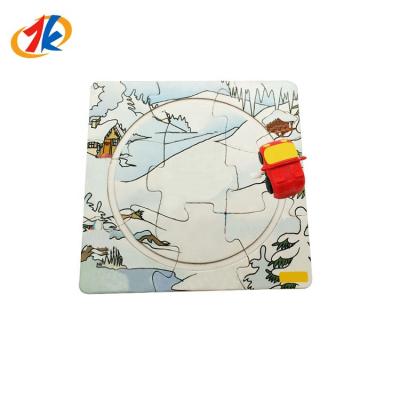 China DIY TOY Kids Mini 3d Jigsaw Track Jigsaw Puzzle Educational Game Toy With Car for sale