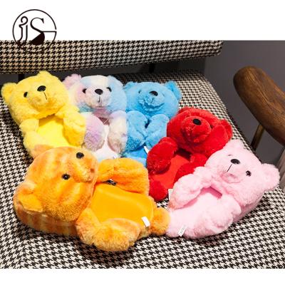 China Fashion Trend Loose Adult Teddy Bear Slides Fluffy Indoor Shoes Fur Soft Unique High Quality Women's Slippers for sale