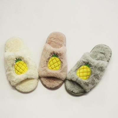 China Fashion Trend Bedroom Faux Fur Slide Home Casual Slipper For Women Winter Women Shoes Plush Indoor Fashion Fur Slippers for sale