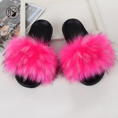 China CUSHIONING Women's Faux Slippers Warm Colorful Hairy Sandals Wholesale Woman Anti Slip Light Slippers for sale