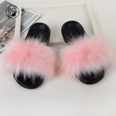 China CUSHIONING Custom Faux Fur Hairy Slides Warm Sandals Light Fancy Colorful Woman Slippers for sale