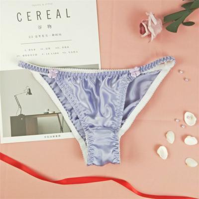 China Antibacterial most popular sexy underwear stain women silk panties in European size for sale