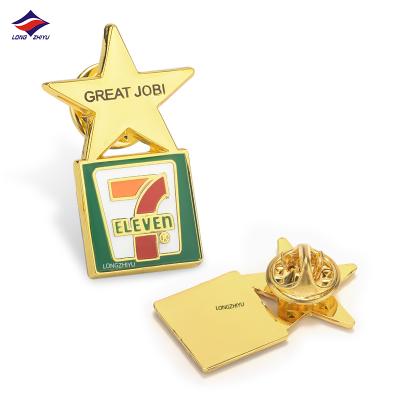 China Europe Longzhiyu 15 Years Brand Custom Factory Logo Enamel Pin Badges With Butterfly Clasp Metal Lapel Pin for sale