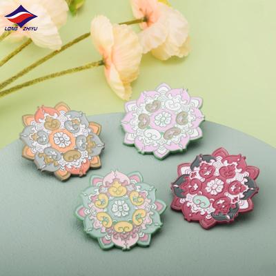 China Factory Wholesale Custom Delicate Flower Soft Europe Longzhiyu 2021 Soft Lapel Pin Badges for sale