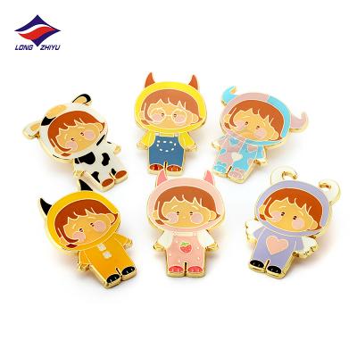 China Custom Cute Europe Longzhiyu Girl Hard Enamel Metal Crafts Pin Milky Candy Boy Badges For Promotional Gifts for sale