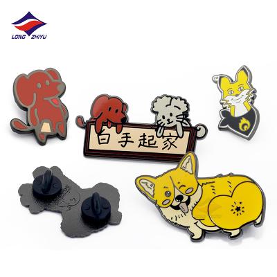 China Custom Anime Cartoon Badge Metal Crafts Europe Longzhiyu Logo Hard Enamel Lapel Pins For Promotional Gifts for sale