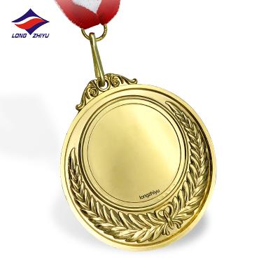 China Europe Longzhiyu 15 Years Factory Custom Gold Medallion Award Medallion Medals Blank Metal With Ribbon for sale