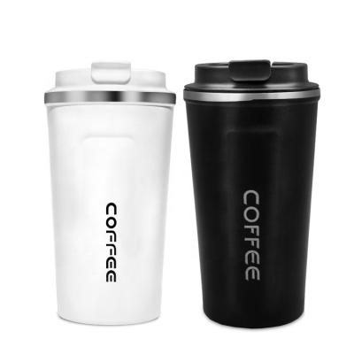 China 380ml/500ml Viable Shape Custom Logo Travel Car Mug Double Wall Vacuum Thermoses Stainless Steel Coffee Mug Tumbler With Screw Lid for sale