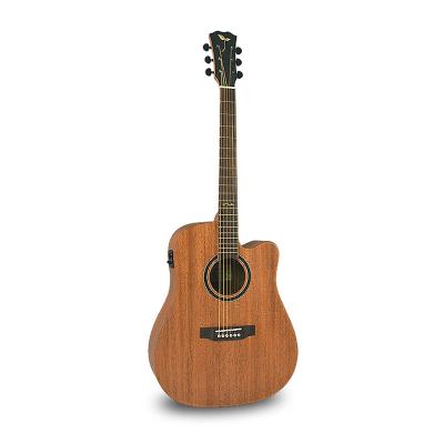 China GUITAR L540E 41inch Solid Top Cutaway Folk Guitar with EQ Mahogany Back&Sides Deluxe Solid Top OEM Sustained for sale