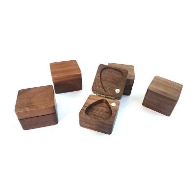 China GUITAR FACTORY SUPPLY BLACK WALNUT GUITAR Pick Box Direct Magnet Wooden Pick Box Customer Logo OEM Supported for sale