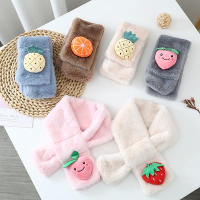 China Autumn And Winter Plush Parent-child Cartoon Imitation Rabbit Fur Baby Scarf 2021 Winter Children's Faux Fur Scarf for sale