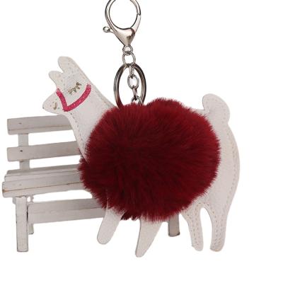 China Lovely Little Horse Plush Hair Ball Car Hanging Personality Plush Bag Head Single Chain High-grade Pendant for sale