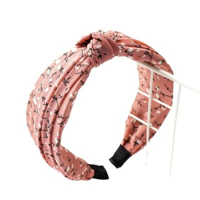 China Chiffon Fresh Ethnic Style Floral Headband With Daughter's Son In The Middle Wide Crossed Edge Headband Hair Ties for sale