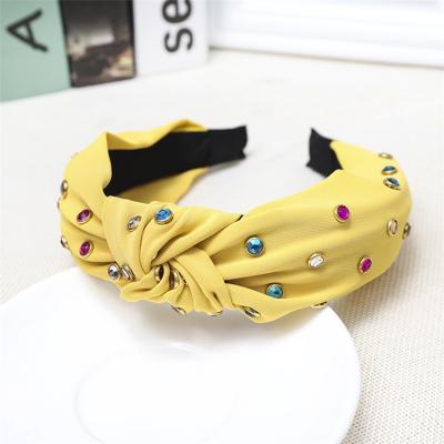 China Fabric simple temperament rhinestone headband macaron retro color non-slip headband hair circle for sale