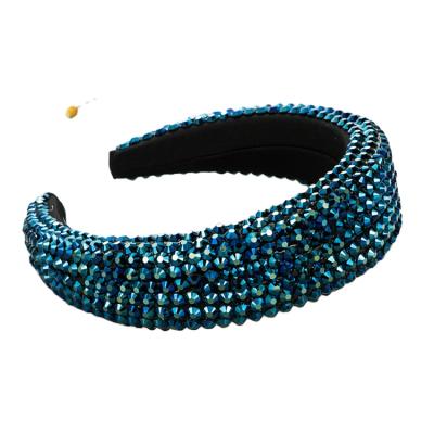 China European and American full hair diamond wide-brimmed circle with thickened headband rhinestone hair circle for sale