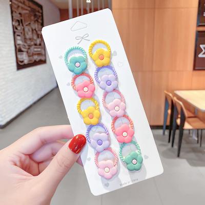 China 10pcs/set Sweet Fashion Cute Cartoon Children Candy Color Small Elastic Band Set Hair Ties Kids Hair Accessories for sale