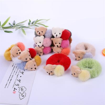 China 6CM Cute Rabbit Plush Bunny Rabbit Plush Hair Ring Simple Fashion Cute Celebrity Plush Hair Rope Online for sale