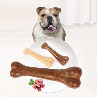 China Amazon Best Selling Viable Dog Chew Bones Non-Toxic Wooden Chips Rubber Environmentally Friendly Pet Chew Toys For Dog for sale