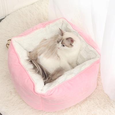 China Sustainable Plush Pet Bed Soft Comfortable Removable And Washable Deep Dog Cat Bed Warm Cushion Pet Bed Autumn And Winter for sale