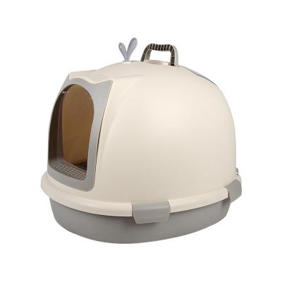 China Amazon Sustainable Success Customized Hooded Plastic Collapsible Pet Cat Litter Box Portable Travel Toilet for sale