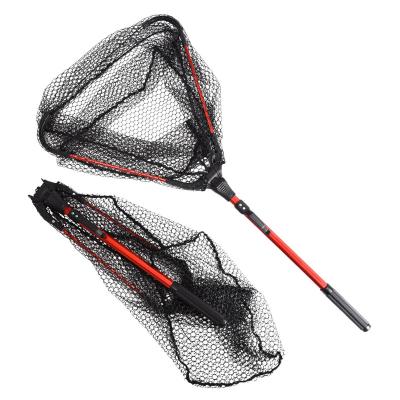 China YOUME Aluminum Alloy Fly Fish Landing Net Triangle Dip Net 80cm Nylon Fishing Net Catcher Trap For Fish Catching Net for sale