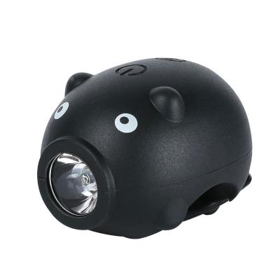 China silicone & YOUME New USB Rechargeable Plastic Kids Bike Front Light With Horn Bell Silicone Light Bike Cute Pig Kids Cycling Safety Light for sale