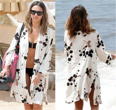 China YOUME New Arrivals Anti-UV Beach Cover Up Print Swimwear Ladies Step On Cape Robe de Plage Women Beachwear Beach Tunic for sale