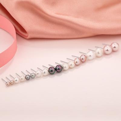 China Women's Simple Cold Tide S925 Sterling Silver Freshwater Pearl Earrings Small Around Korean Minor Female Stud Earring Factory Wholes for sale