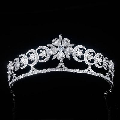 China Women's Retro Tiara Crown Bride Wedding Wedding Handmade Zircon Crown Jewelry Girls Hair Accessories for sale