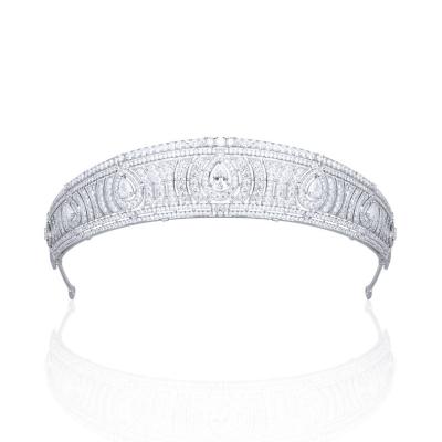 China New Retro Women's Headwear Girls Crown Bride Wedding Zircon Crown Wedding Jewelry Hair Accessories for sale