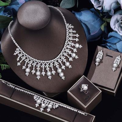 China Religious Arabic Jewelry Set Zircon Necklace Bracelet Ear Studs Ring Ornament Set Banquet Wedding Bridal Jewelry for sale