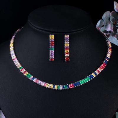 China 2022 New Full Zircon Religious European and American Religious Simple Necklace Fashion Party Dinner Necklace Earring Sets for sale