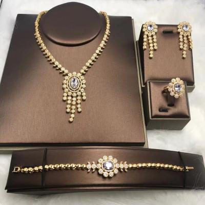 China High Quality Jewelry Set African Wedding Necklaces, Wholesale Jewelry New Women Fashion 18k Gold Luxury Wedding Jewelry Set Hot Sale for sale