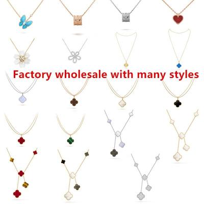 China Wholesale S925 Original High Quality Luxury Elegant Logo Clover Necklace White Fritillary Butterfly Jewelry Sterling Silver Lucky Set For W for sale