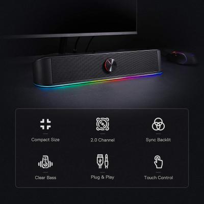 China Desktop Video New Arrival RGB Soundbar , 2.0 Channel Computer Call Speaker With Dynamic Lighting for sale