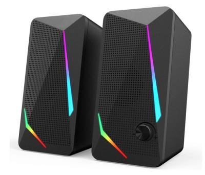 China RGB Wireless Speakers 2.0 Channel PC Computer Desktop Stereo Speaker with 4 Colorful LED Backlight Modes for sale