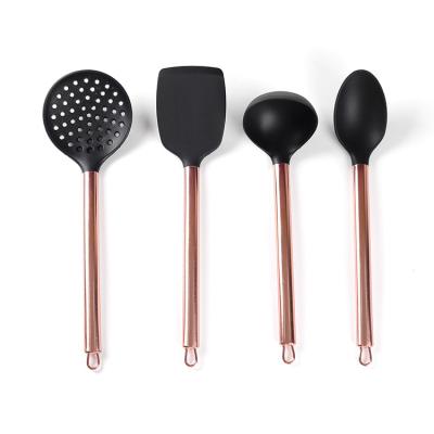 China Stocked Rose Gold Handle Silicone Kitchen Utensils, Soup Pouch for sale