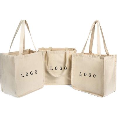 China High Quality Custom Empty Eco Friendly Natural Shopping Logo Print Cotton Canvas Tote Bag With Pocket Eco-Friendly Factory for sale