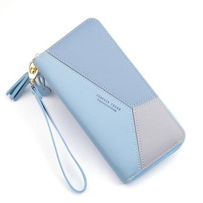 China Simple RFID Zipper Clips Soft Slim Wallets Leather Woman PU Designer Long Section Clutch Wallet for sale