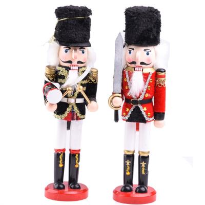 China Amazon 30CM Cloth Nutcracker Soldier European Style Puppet Christmas Wine Cabinet Table Decoration Luxury Hot Decoration for sale