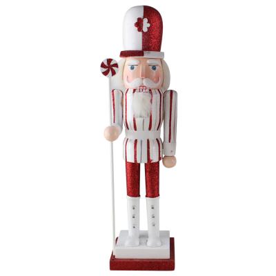 China New Luxury European-style Christmas Decoration White Candy Nutcracker Puppet Man Yard Opens Gift Ornaments For Christmas for sale