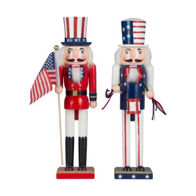 China Wholesale Luxury American National Day Decoration Nutcracker Puppet Soldier Home Craft Wooden Ornament 38CM for sale